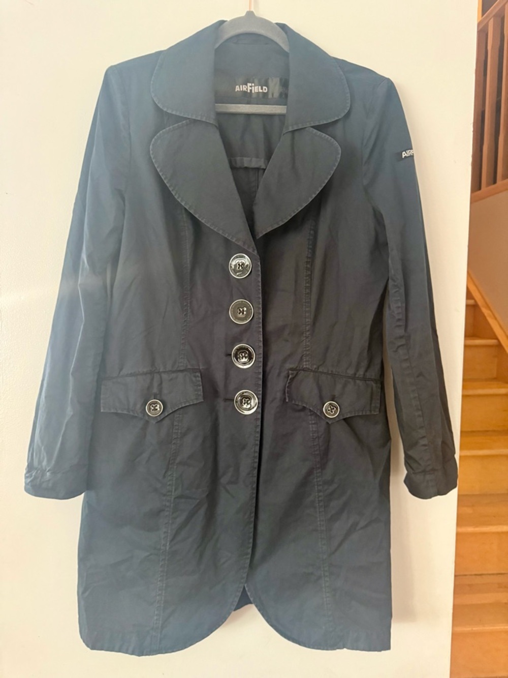 Airfield Women's Navy SteampunkLite Single-Breasted Trench Coat